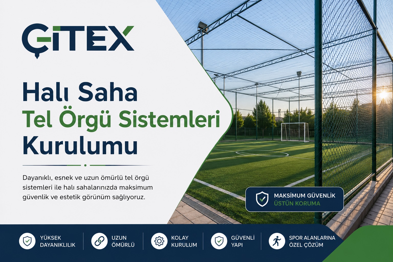 Halı saha tenis kortu ve basketbol sahası için tel gerimi kafes tel sistemi