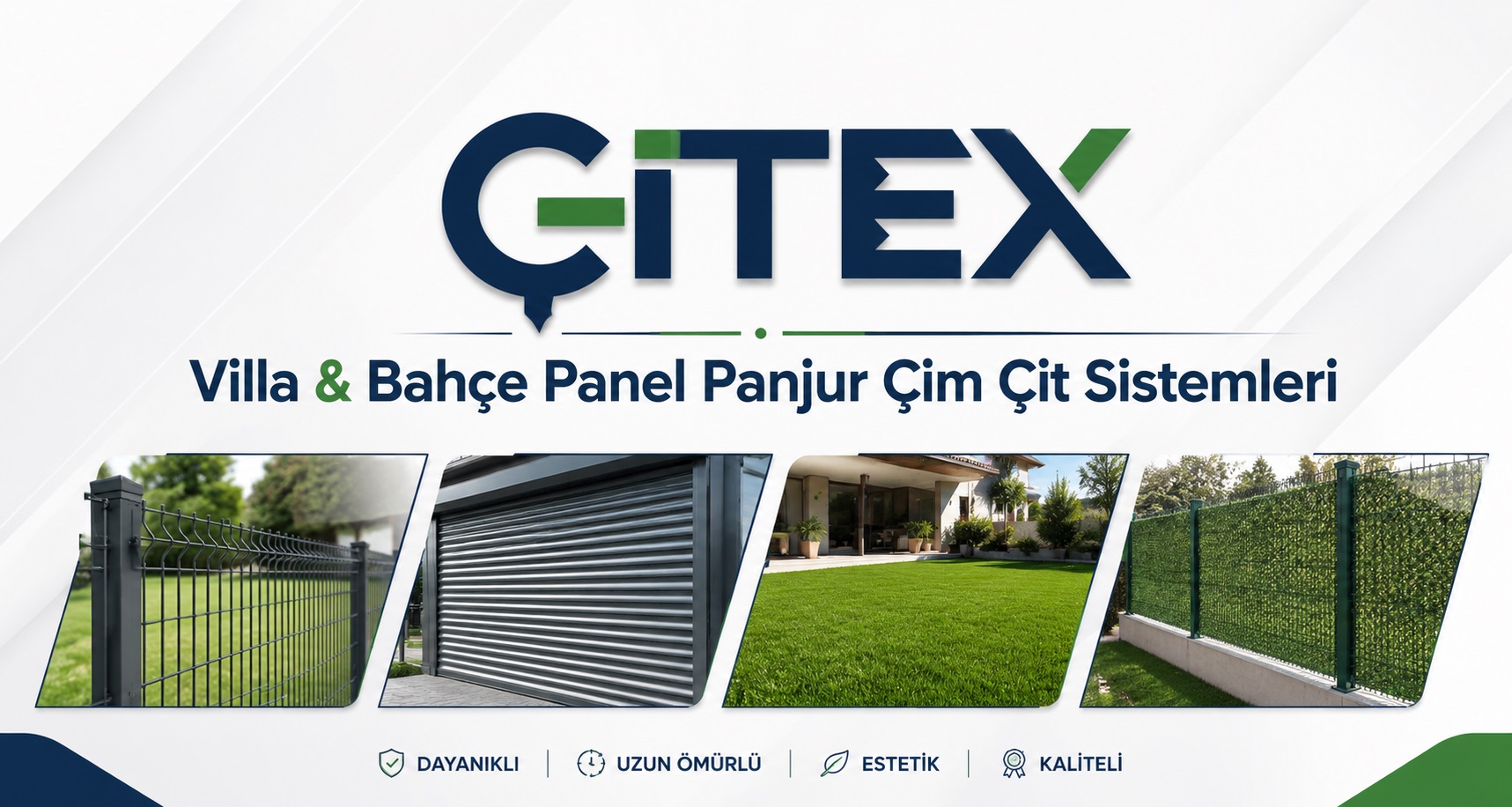 Villa bahçesi için panel çit ve dekoratif çim çit uygulaması