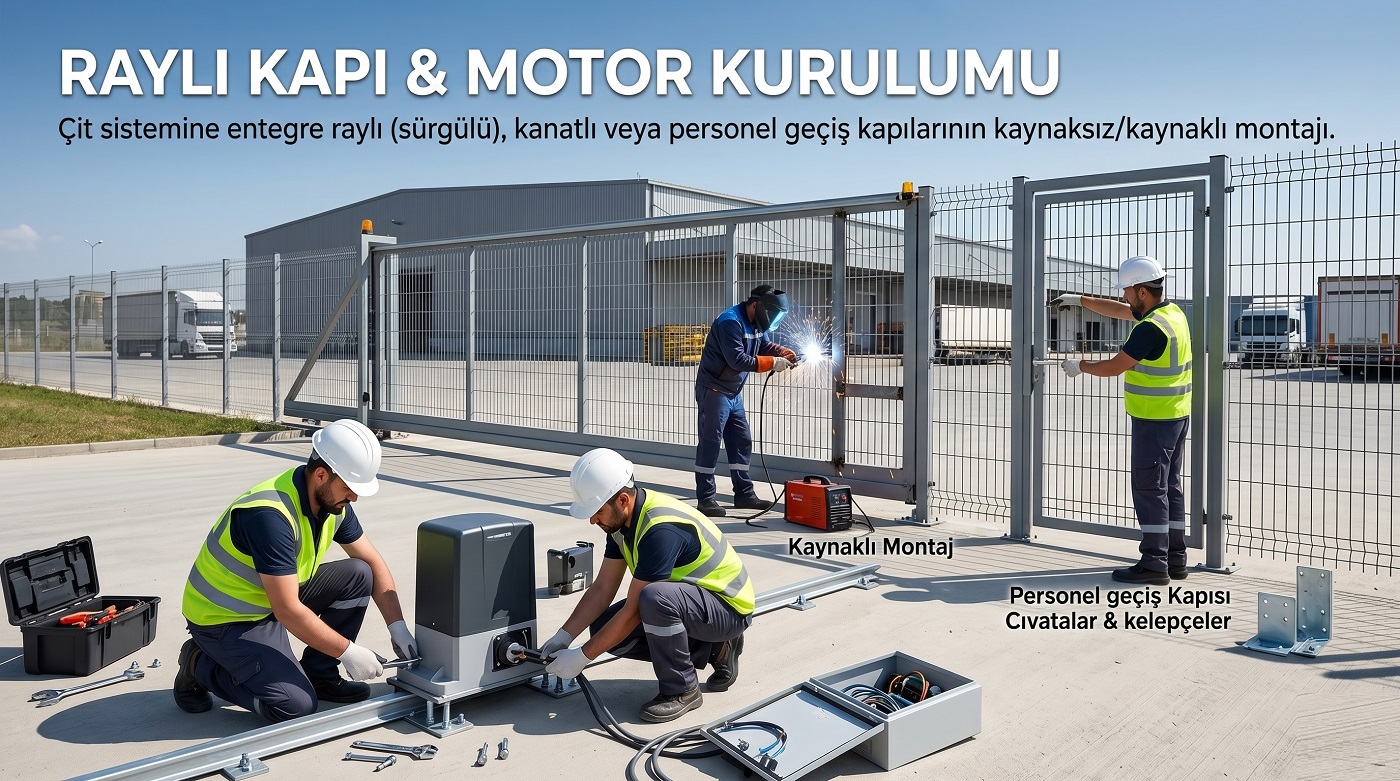 Otomatik raylı sürgülü kapı ve motor montajı uygulaması
